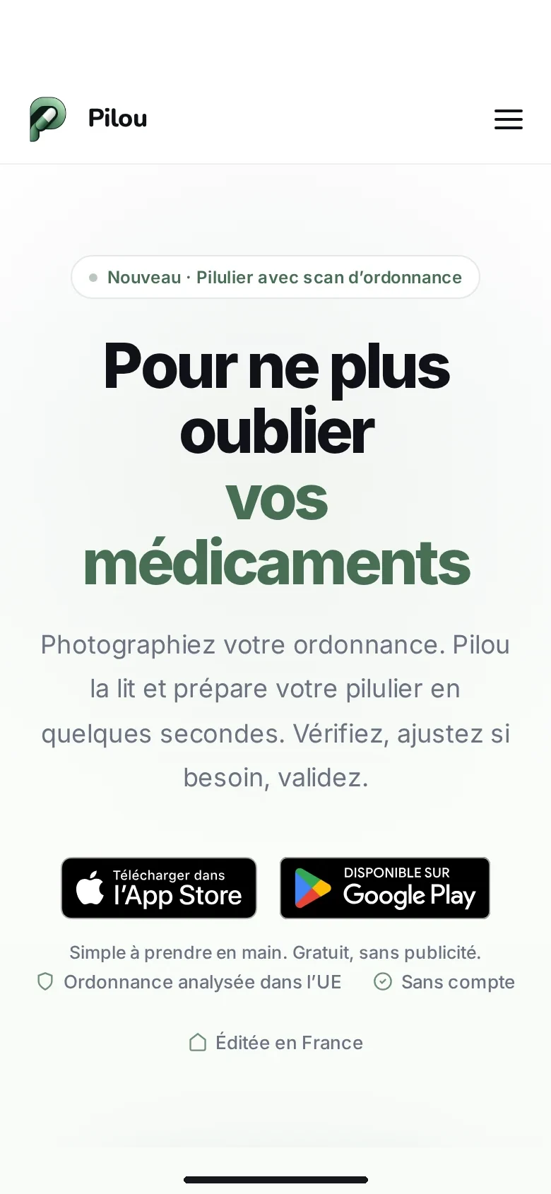 Le site pilou-app.fr, conçu par AGC Logiciels, affiché sur un téléphone.
